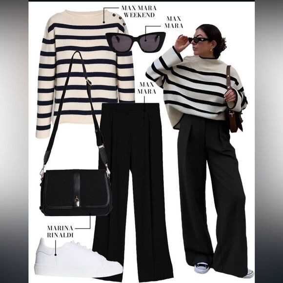 H&M Stripe Wool mixed Crewneck slouchy Sweater sz.L Gently used - Picture 10 of 11